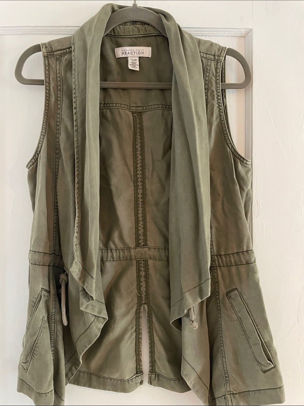 Kenneth Cole Reaction Lightweight Olive Draped Utility Vest